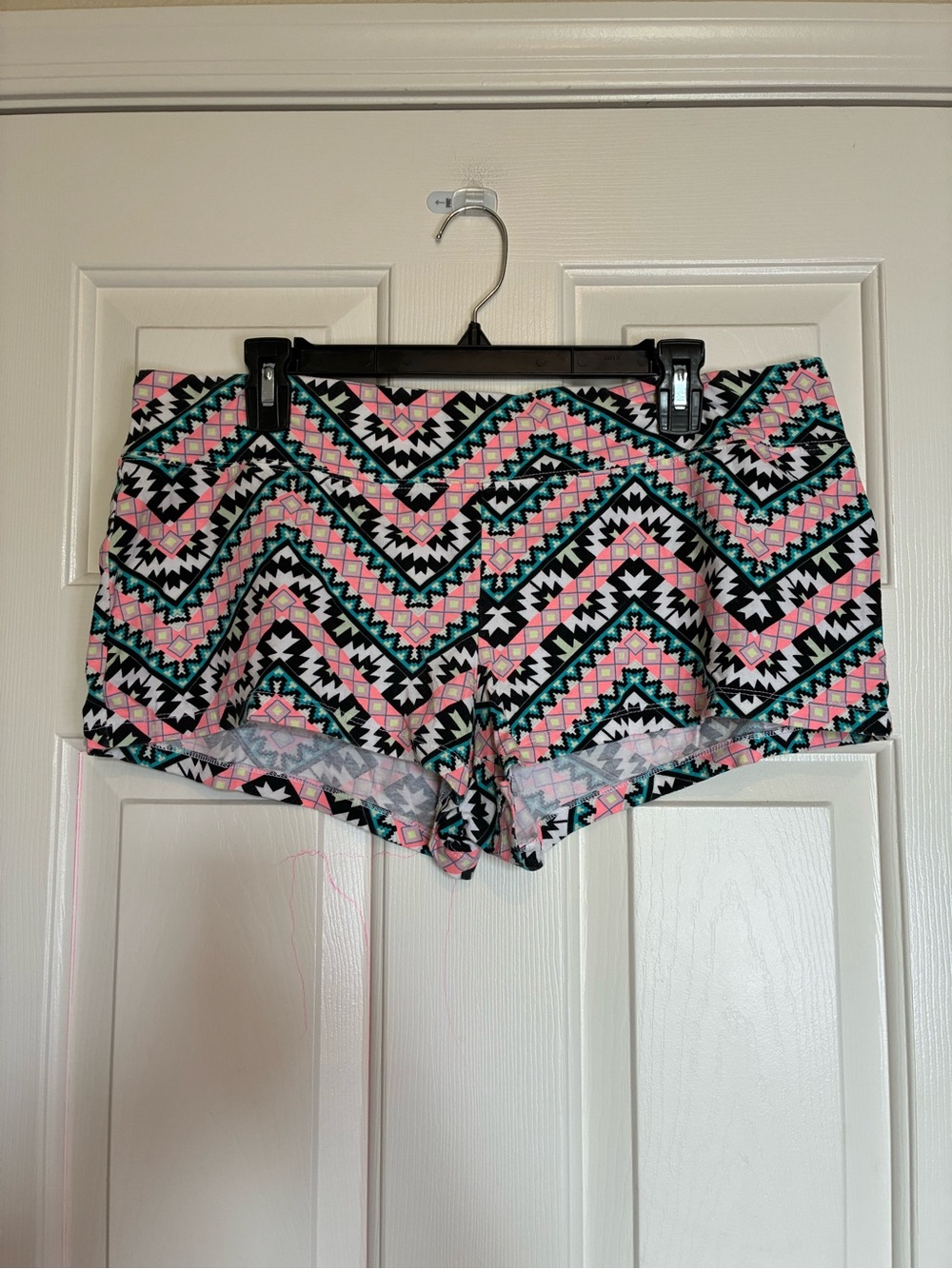 No Boundaries Pink, Black & Teal Aztec Athletic Shorts
